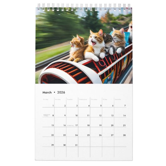 Katten die plezier hebben kalender (Mar 2026)
