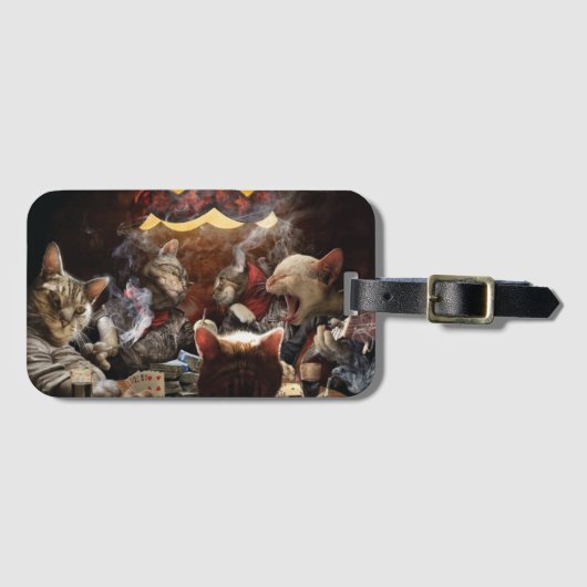 Katten die poker spelen bagagelabel (Voorkant (horizontaal))