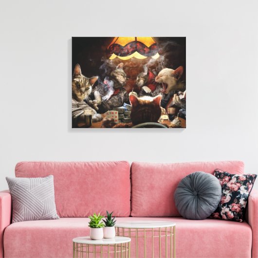 Katten die poker spelen canvas afdruk (Insitu (Woonkamer))