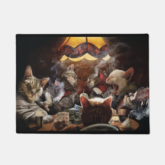 Katten die poker spelen deurmat (Voorkant)