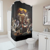 Katten die poker spelen douchegordijn (In situ)