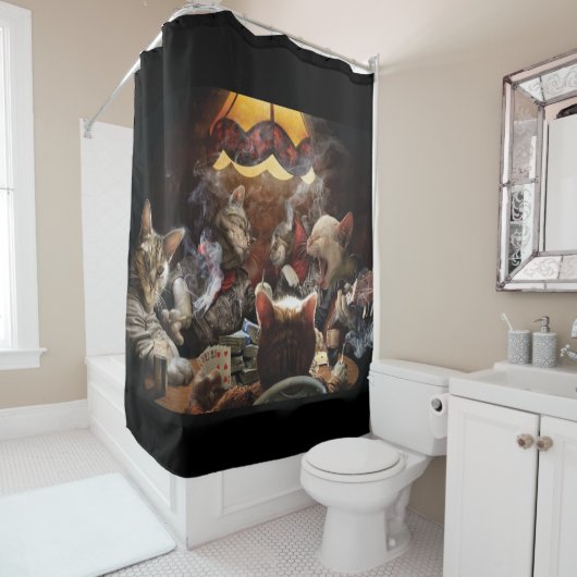 Katten die poker spelen douchegordijn (In situ)