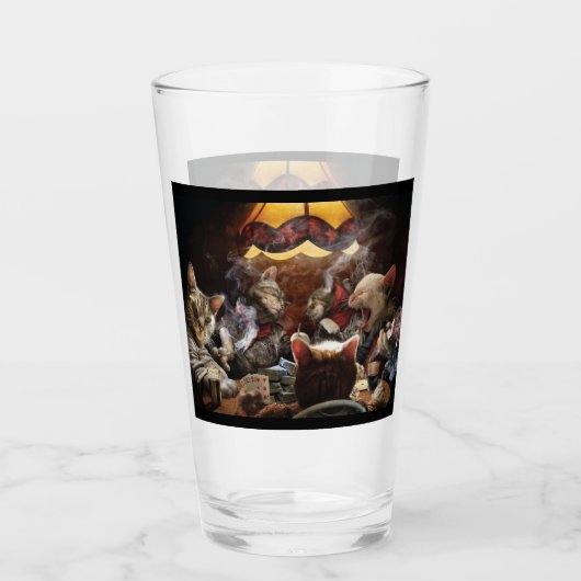 Katten die poker spelen glas (Voorkant)