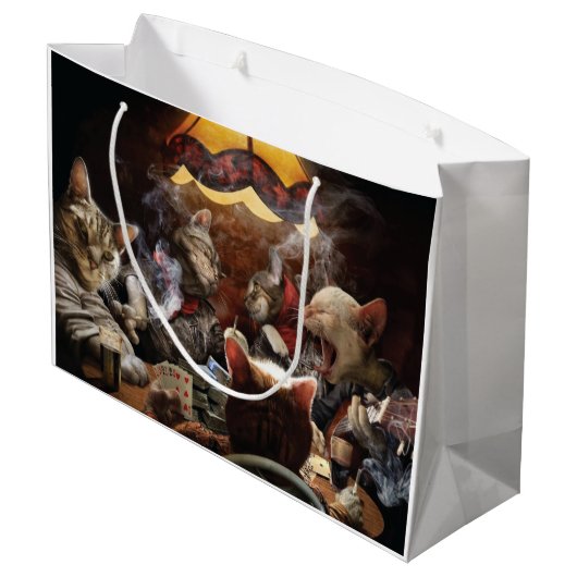 Katten die poker spelen groot cadeauzakje (Achterkant Gekanteld)