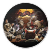 Katten die poker spelen keramische knop (Voorkant)