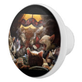 Katten die poker spelen keramische knop (Rechts)