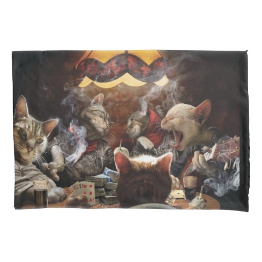 Katten die poker spelen kussensloop (Voorkant)