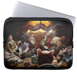 Katten die poker spelen laptop sleeve