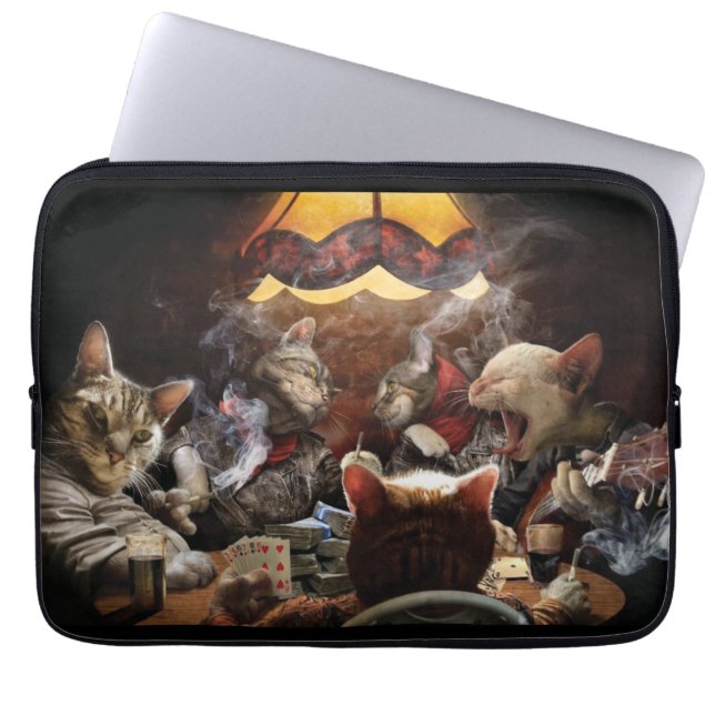 Katten die poker spelen laptop sleeve (Voorkant)