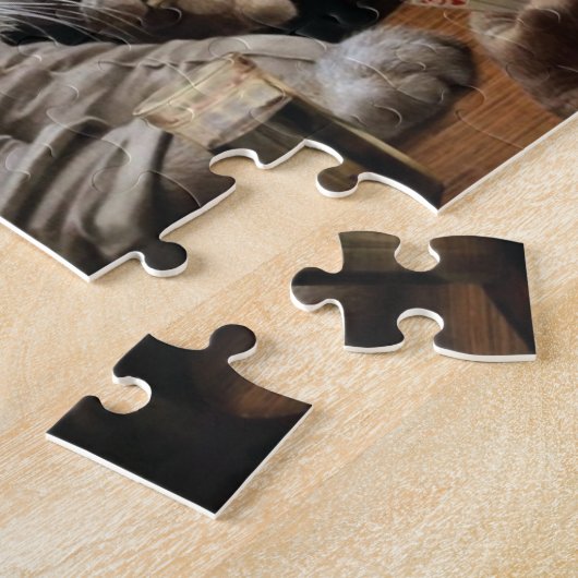 Katten die poker spelen legpuzzel (Zijkant)