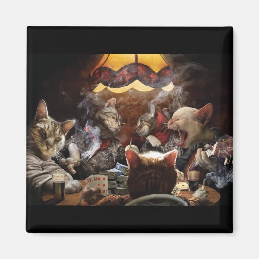Katten die poker spelen magneet (Voorkant)