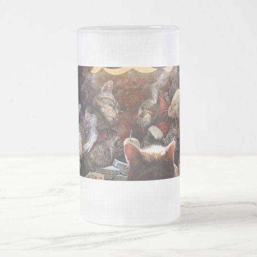 Katten die poker spelen matglas bierpul (Center)