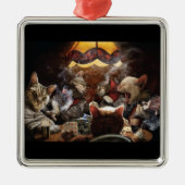 Katten die poker spelen metalen ornament (Voorkant)