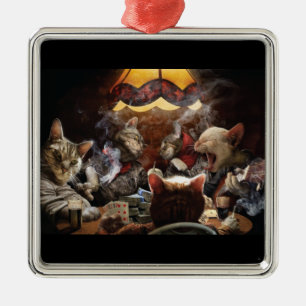 Katten die poker spelen metalen ornament