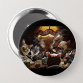Katten die poker spelen ronde button 4,0 cm (Voorkant /achterkant)