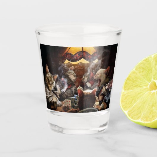 Katten die poker spelen shot glas (Voorkant)