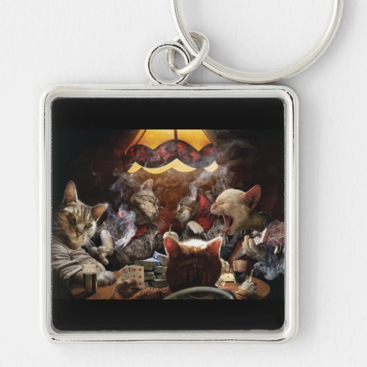 Katten die poker spelen sleutelhanger (Voorkant)