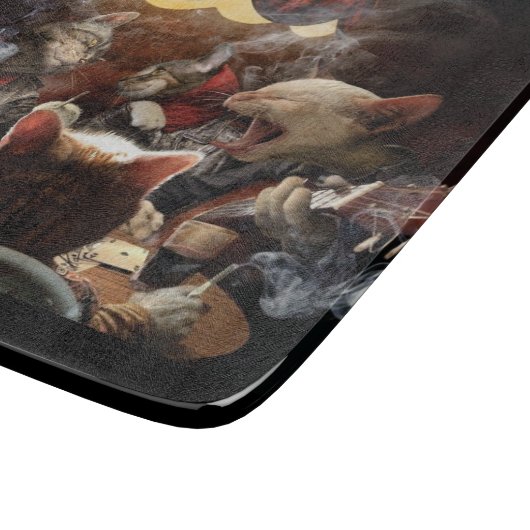 Katten die poker spelen snijplank (Hoek)