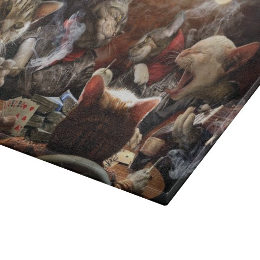 Katten die poker spelen snijplank (Hoek)