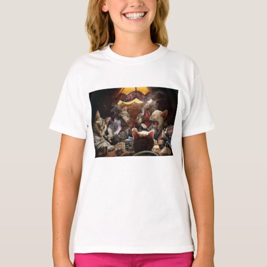 Katten die poker spelen t-shirt (Voorkant)