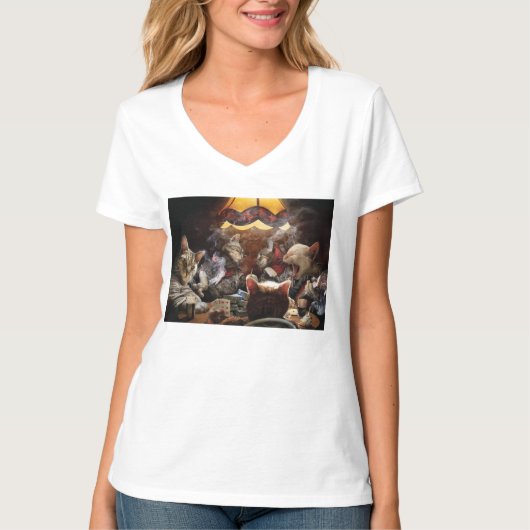 Katten die poker spelen t-shirt (Voorkant)