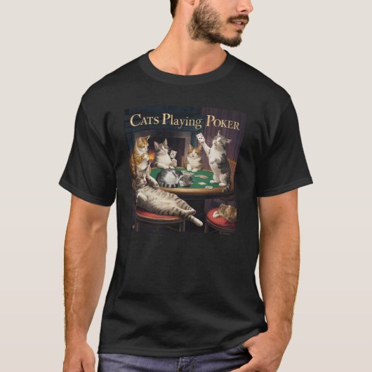 Katten die poker spelen t-shirt (Voorkant)