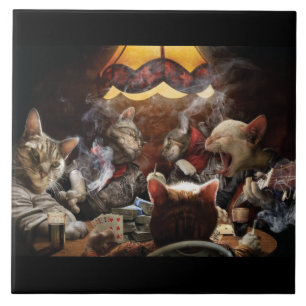 Katten die poker spelen tegeltje