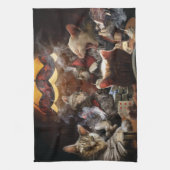 Katten die poker spelen theedoek (Verticaal)