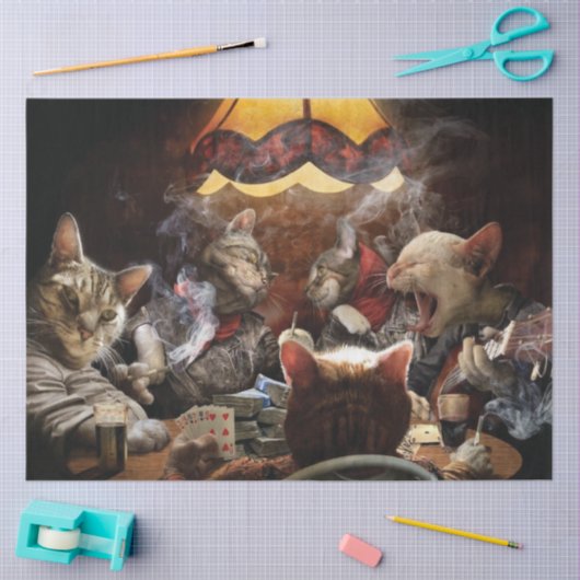 Katten die poker spelen tissuepapier (Craft)