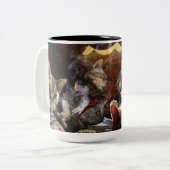 Katten die poker spelen tweekleurige koffiemok (Voorkant links)