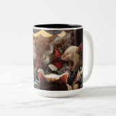 Katten die poker spelen tweekleurige koffiemok (Voorkant rechts)