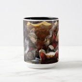 Katten die poker spelen tweekleurige koffiemok (Center)