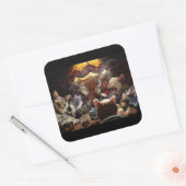 Katten die poker spelen vierkante sticker (Envelop)