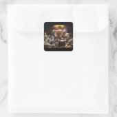 Katten die poker spelen vierkante sticker (Tas)