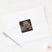 Katten die poker spelen vierkante sticker (Envelop)