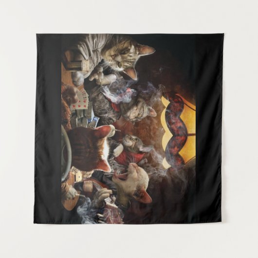 Katten die poker spelen wandkleed (Voorkant (horizontaal))