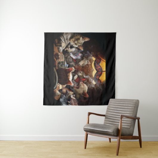 Katten die poker spelen wandkleed (In Situ (horizontaal))