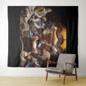 Katten die poker spelen wandkleed (In Situ (horizontaal))