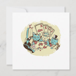 Katten die pokerkaarten spelen Casino Gambling Gif Kaart