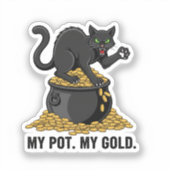 Katten die pot met goud bewaken, leuke St. Patrick Sticker (Voorkant)