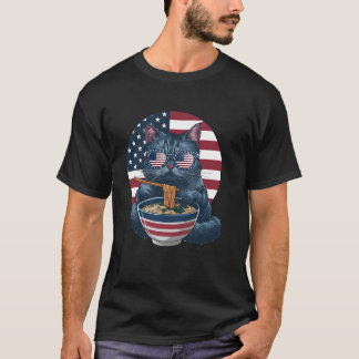 Katten die Ramen eten Funny Cat Zonnebril VS Vlag  T-shirt