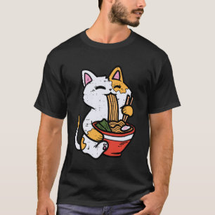 Katten die Ramen eten Schattig Japans eten Vrouwen T-shirt