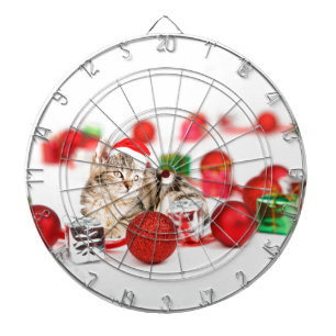 Katten die rode kerstman hoed dragen Kerst Ornamen Dartbord