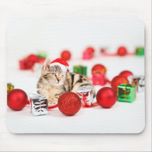 Katten die rode kerstman hoed dragen Kerst Ornamen Muismat