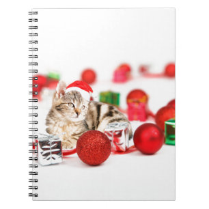 Katten die rode kerstman hoed dragen Kerst Ornamen Notitieboek