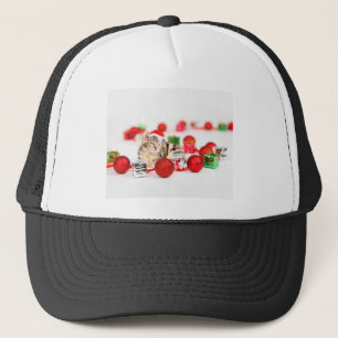 Katten die rode kerstman hoed dragen Kerst Ornamen Trucker Pet