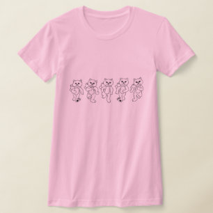 Katten die rondlopen Whimsical Katten Line Art Tek T-shirt