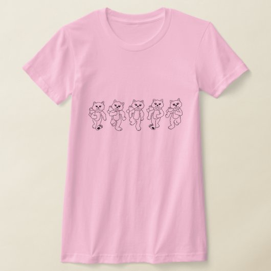 Katten die rondlopen Whimsical Katten Line Art Tek T-shirt (Laagn)