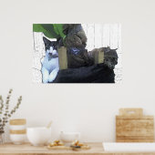 Katten die rusten in een bananenboom poster (Keuken)