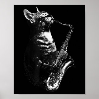 Katten die Saxofoon Spelen Grappige Kat Jazz Sax M Poster